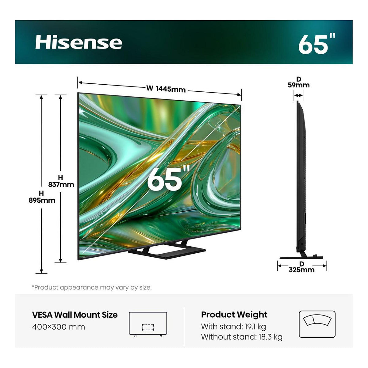 65" Hisense 65E8S 164cm 4K UHD Mini LED SmartTV