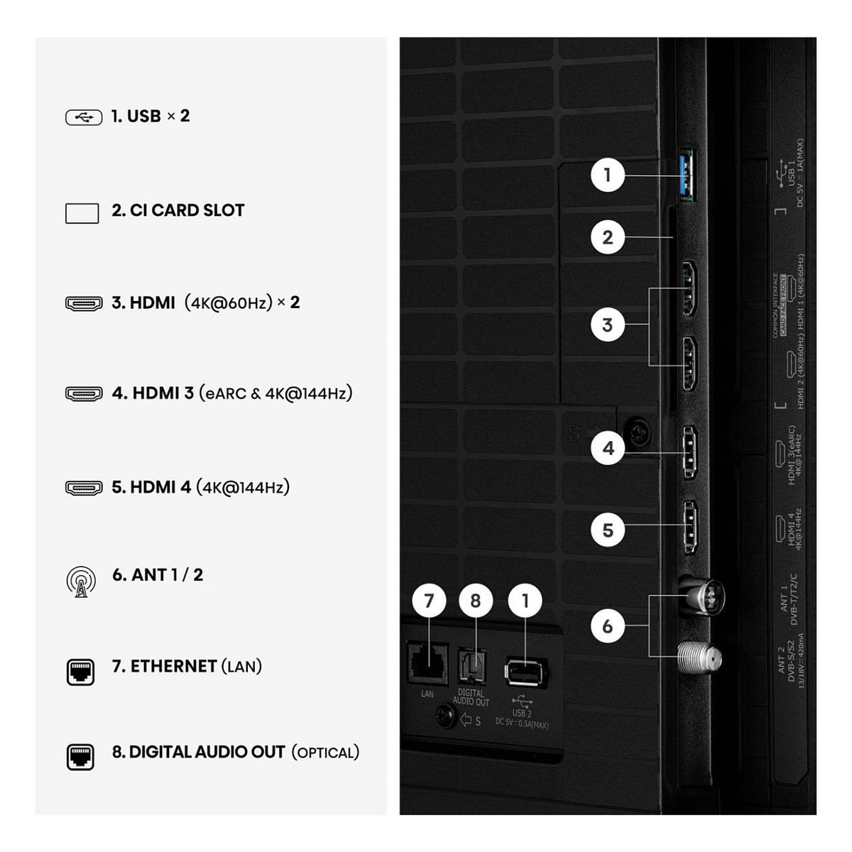 139,0cm/55" (3840x2160) Hisense 55E8S Smart TV 4K ULED 6ms 144Hz HDMI USB HDR WiFi Bluetooth Black/Grey