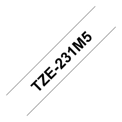 Schriftbandkassette Brother 12mmx8m weiß/schwarz (5er Pack)