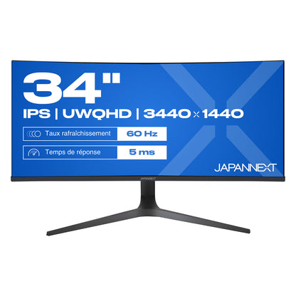 86,4cm/34" (3440x1440) Japannext JN-IPS340UWQHD60C-C65W-HS-W 21:9 UWQHD IPS 5ms 60Hz HDMI DisplayPort USB VESA Speaker Black