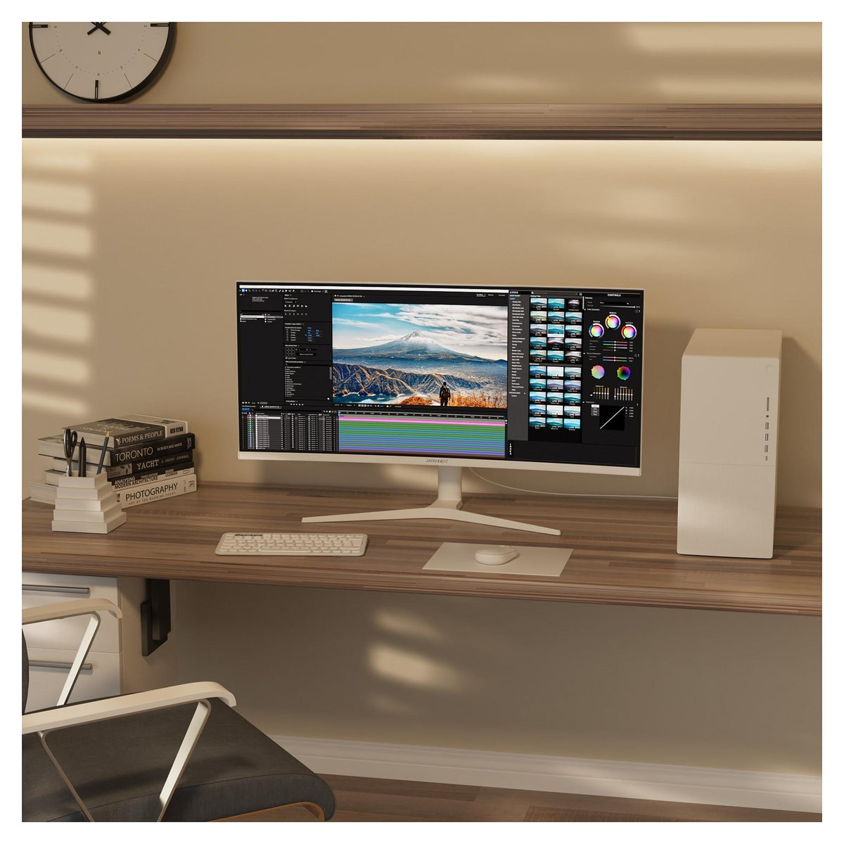 86,4cm/34" (3440x1440) Japannext JN-IPS340UWQHD60C-C65W-HS-W 21:9 UWQHD IPS 5ms 60Hz HDMI DisplayPort USB VESA Speaker Black