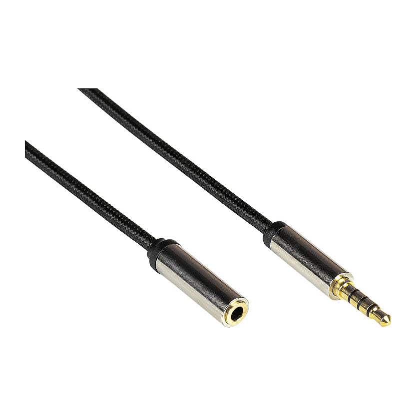Python Audiokabel 4-pol. Klinkenst. an Buchse schwarz 1m