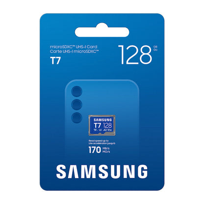 CARD SAMSUNG T7 microSD Speicherkarte 128GB fr Smartphones Tablets und Handheld-Konsolen bis zu 170MB/s Lesen MB-MB256T/WW
