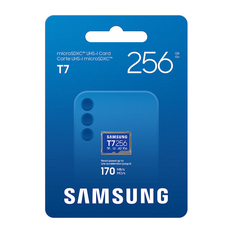 CARD SAMSUNG T7 microSD Speicherkarte 256GB fr Smartphones Tablets und Handheld-Konsolen bis zu 170MB/s Lesen MB-MB256T/WW