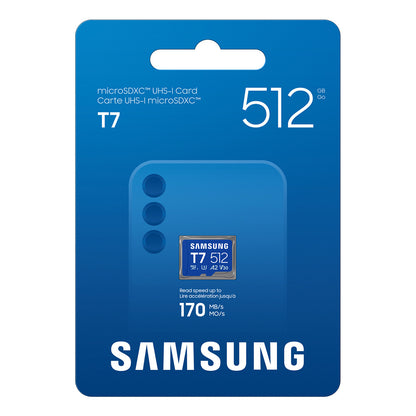 CARD SAMSUNG T7 microSD Speicherkarte 512GB fr Smartphones Tablets und Handheld-Konsolen bis zu 170MB/s Lesen MB-MB512T/WW
