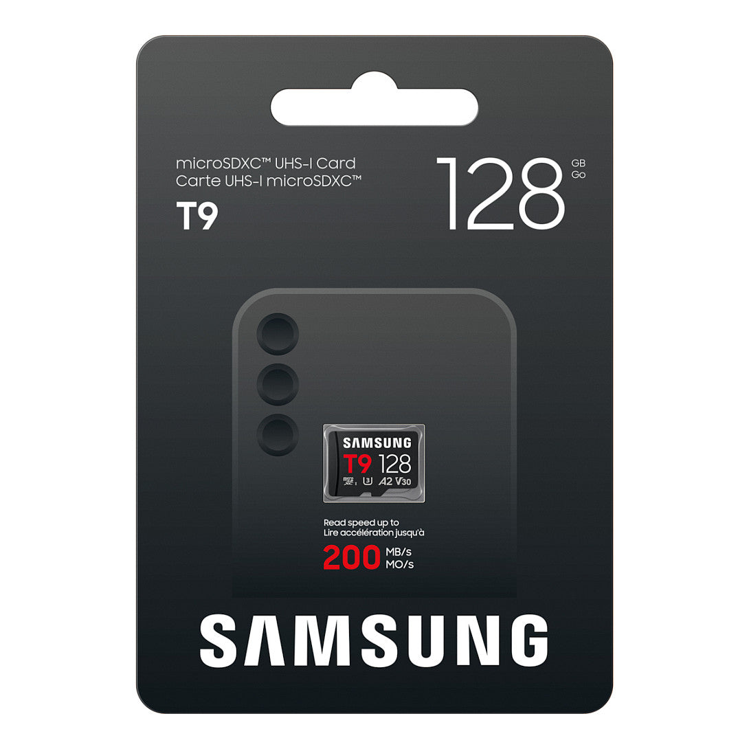 CARD SAMSUNG T9 microSD Speicherkarte 128GB bis zu 200 MB/s Lesen und 130 MB/s Schreiben MB-MH128T/WW