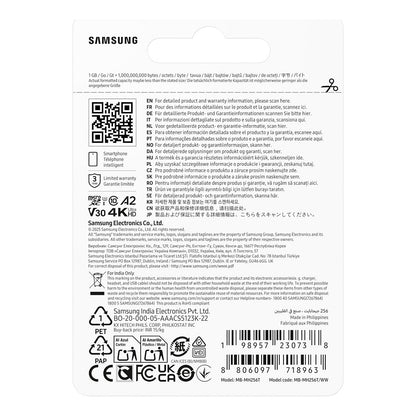 CARD SAMSUNG T9 microSD Speicherkarte 256GB bis zu 200 MB/s Lesen und 130 MB/s Schreiben MB-MH256T/WW
