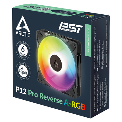 120mm ARCTIC Gehäuselüfter P12 Pro Reverse A-RGB PWM schwarz 4-pin