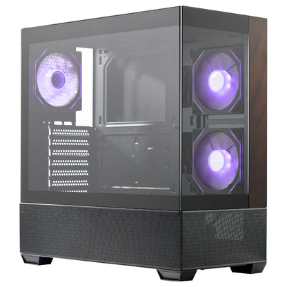 Midi Cooler Master Elite 690 Wood (schwarz/holz, Tempered Glass x 2)