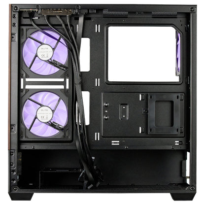 Midi Cooler Master Elite 690 Wood (schwarz/holz, Tempered Glass x 2)