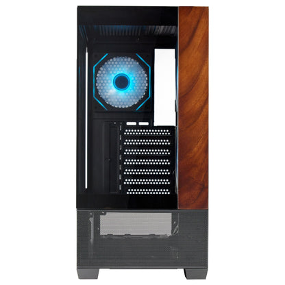 Midi Cooler Master Elite 690 Wood (schwarz/holz, Tempered Glass x 2)