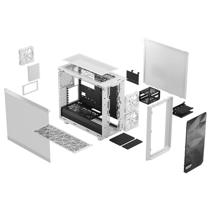 Midi Fractal Design Meshify 2 Lite White TG Clear Tint ATX Gaming Gehäuse mit Fenster