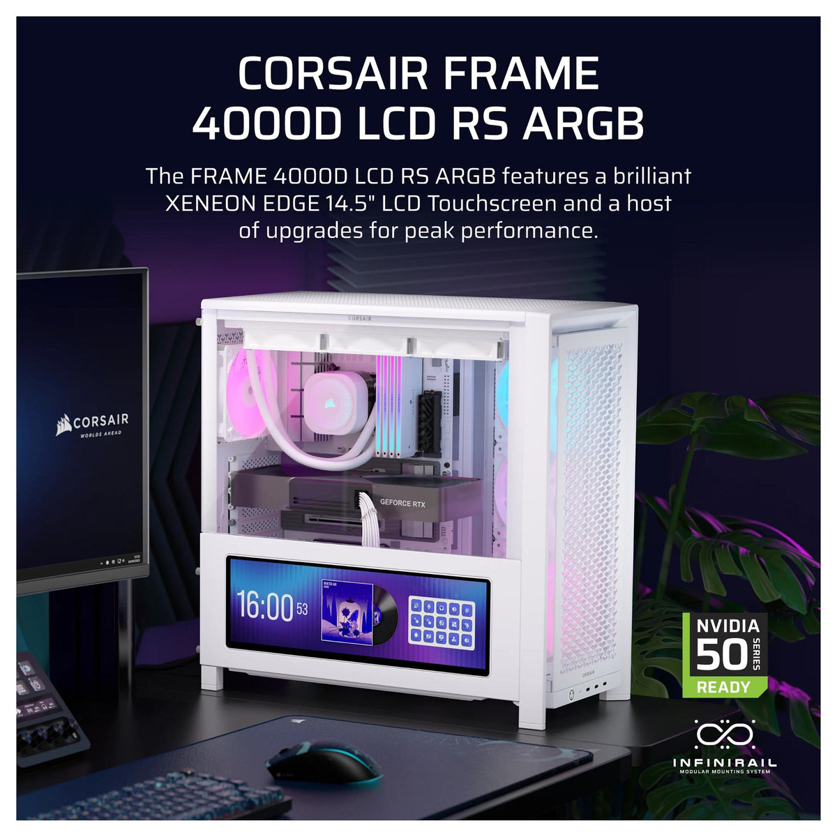 Midi CORSAIR Frame 4000D LCD RS ARGB Weiß Midi Tower ATX Gaming Gehäuse