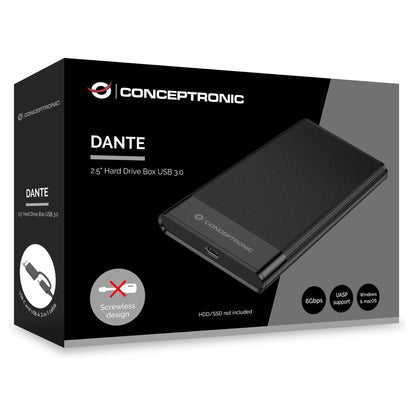 2,5" CONCEPTRONIC HDD Gehäuse SATA HDD/SSD USB-A/C 6Gbs sw