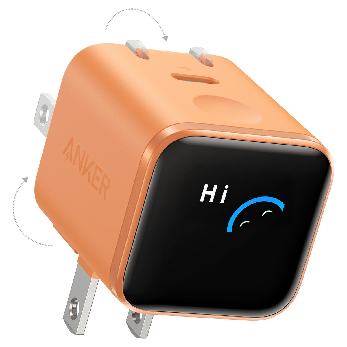 ANKER Nano Charger 45W GaN Ladegert 1x USB-C ActiveShield 5.0 Touchsensor iPhone Erkennung SmartDisplay orange