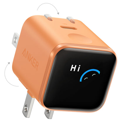 ANKER Nano Charger 45W GaN Ladegert 1x USB-C ActiveShield 5.0 Touchsensor iPhone Erkennung SmartDisplay orange