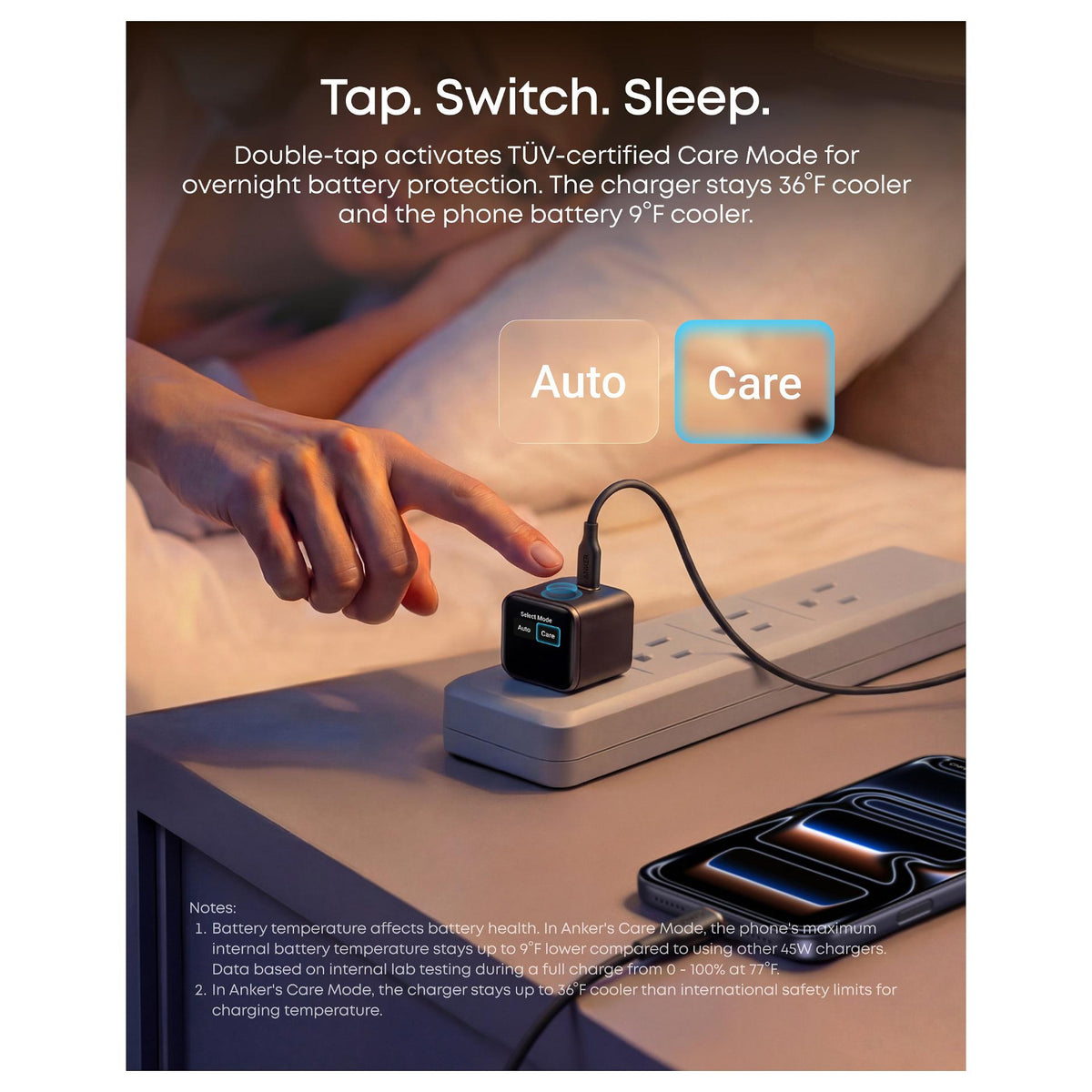 ANKER Nano Charger 45W GaN Ladegert 1x USB-C ActiveShield 5.0 Touchsensor iPhone Erkennung SmartDisplay orange