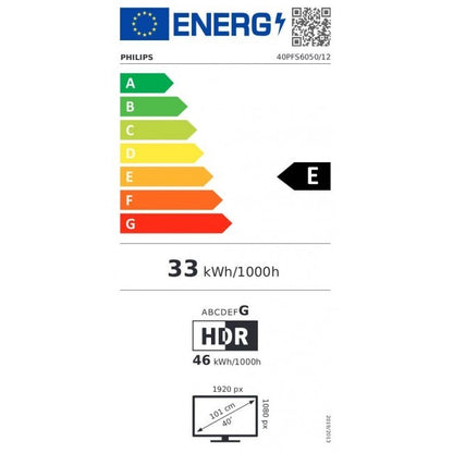 101,6 cm (40") 1920 x 1080 Pixel Philips 40PFS6050/12 Full HD LED SmartTV HDMI VESA 200 x 200 mm LAN WIFI Speaker Titan OS