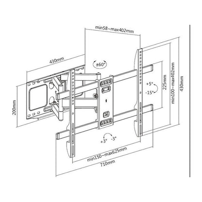 EQUIP 650335 Wandhalterung Min. 94 cm (37") Max. 2,03 m (80") Max. VESA 600 x 400 mm 60 kg Schwarz