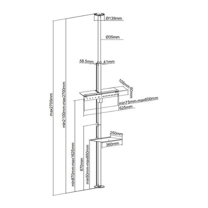 EQUIP 650606 TV Lift Min. 94 cm (37") Max. 165,1 cm (65") Max. VESA 600 x 400 mm 50 kg Schwarz