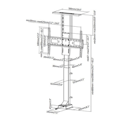 EQUIP 650606 TV Lift Min. 94 cm (37") Max. 165,1 cm (65") Max. VESA 600 x 400 mm 50 kg Schwarz