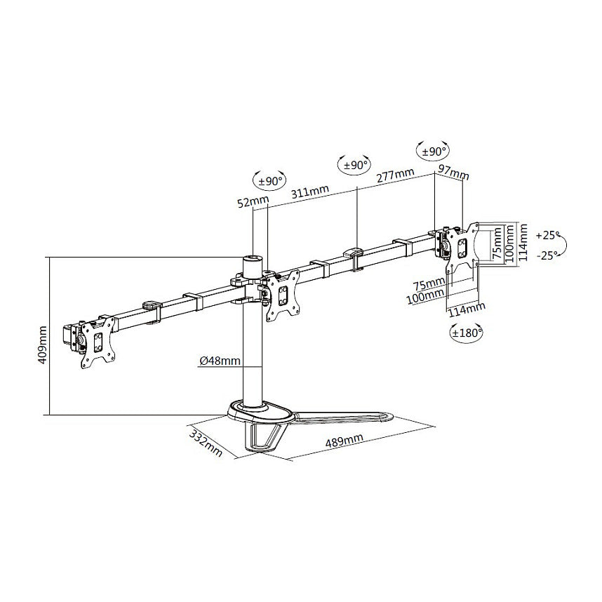 EQUIP 650125 Tisch/Bankhalterung Min. 43,2 cm (17") Max. 68,6 cm (27") Max. VESA 100 x 100 mm 21 kg Schwarz