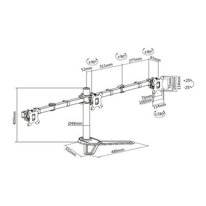 EQUIP 650125 Tisch/Bankhalterung Min. 43,2 cm (17") Max. 68,6 cm (27") Max. VESA 100 x 100 mm 21 kg Schwarz