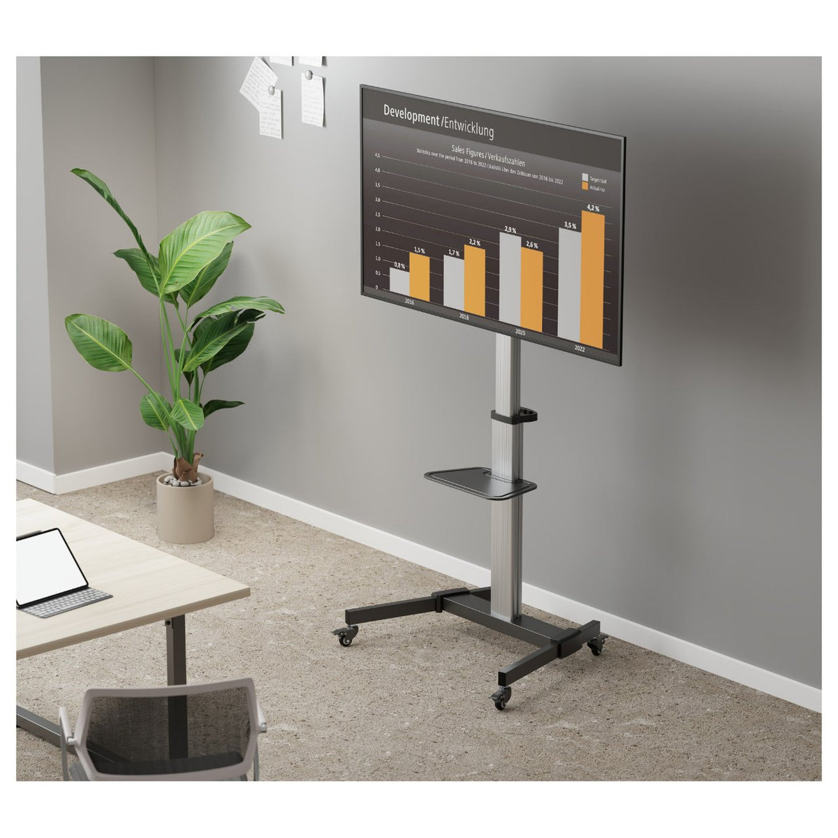 EQUIP 650630 TV-Bodenständer Min. 94 cm (37") Max. 2,18 m (86") Max. VESA 600 x 400 mm 50 kg Silber