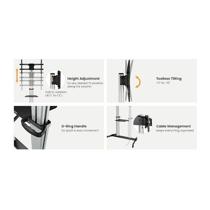 EQUIP 650631 TV-Wagen Min. 152,4 cm (60") Max. 2,54 m (100") Max. VESA 1000 x 600 mm 100 kg Schwarz