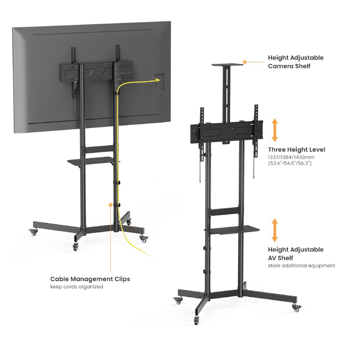EQUIP 650636 Bodenstandhalter Min. 94 cm (37") Max. 177,8 cm (70") Max. VESA 600 x 400 mm 70 kg Schwarz