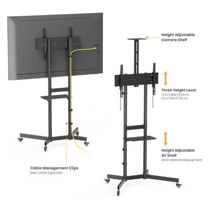 EQUIP 650636 Bodenstandhalter Min. 94 cm (37") Max. 177,8 cm (70") Max. VESA 600 x 400 mm 70 kg Schwarz