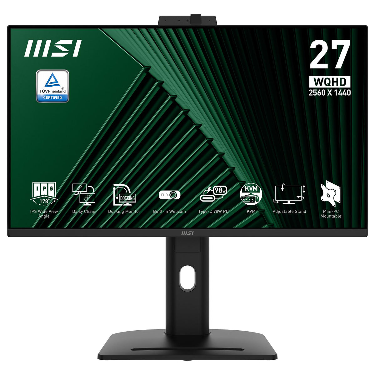 68,6 cm (27") 2560 x 1440 Pixel MSI 9S6-3PC8CM-001 16:9 Wide Quad HD IPS 4 ms 100 Hz DisplayPort HDMI USB-Hub Pivot Height VESA Speaker