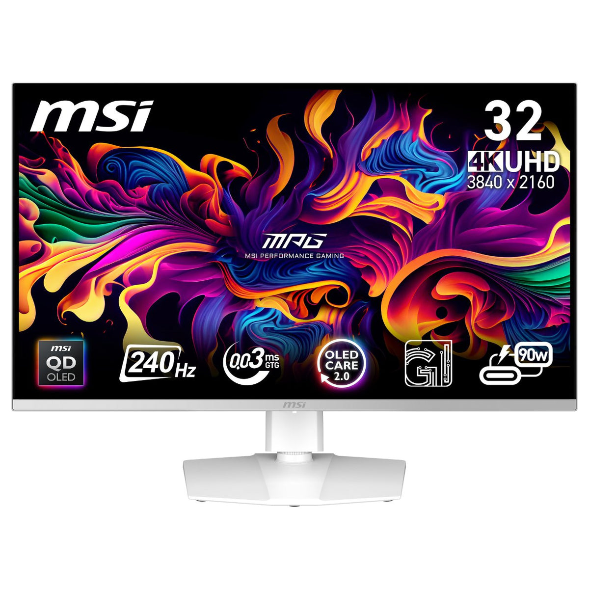 80 cm (31.5") 3840 x 2160 Pixel MSI 9S6-3DD29A-022 16:9 4K Ultra HD QD-OLED 0,03 ms 240 Hz HDR DisplayPort HDMI USB-Hub Pivot Height VESA