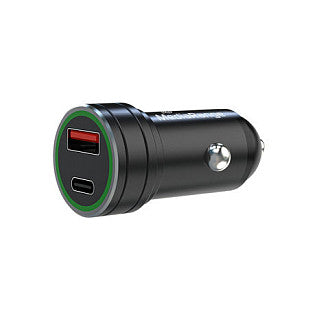 MEDIARANGE Kfz-Ladegerät 1xUSB-A u.1xUSB-C schw. Alu-Gehäuse