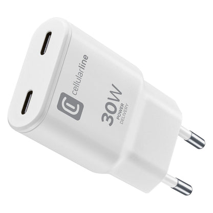 Cellularline USB-C Duo GaN Reiselader 30W White