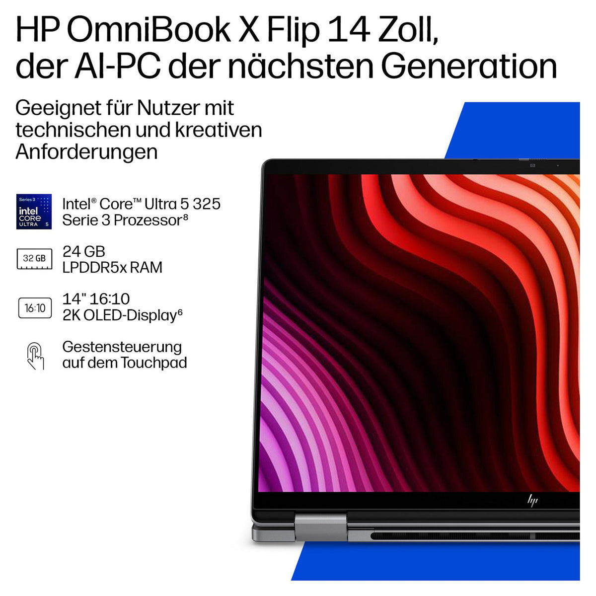 HP OmniBook X Flip 14-kb0175ng CU7 355/24GB/512SSD/W11 Home Touch