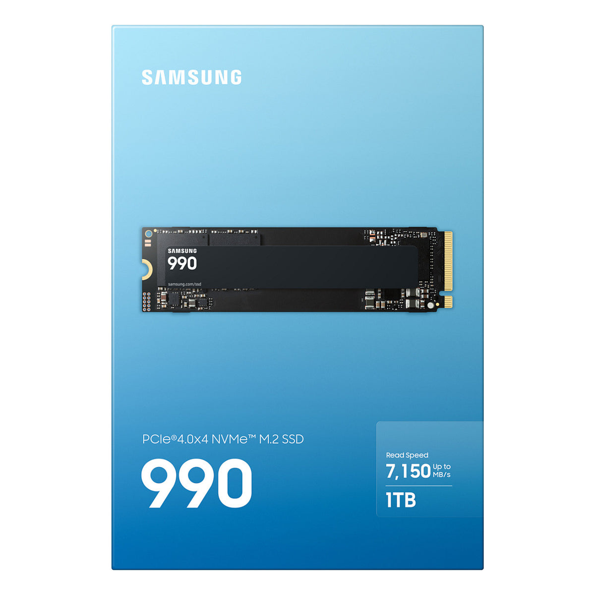 M.2 1TB Samsung 990 PCIe 4.0. 7150 MB/s NVMe (PCIe 4.0 x4, NVMe 2, M.2 2280, intern)