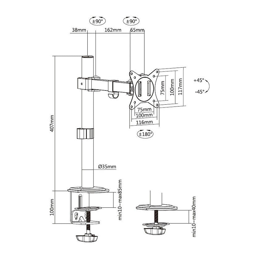 Equip Tischhalterung 17"-32"/1TFT 360° 9Kg schwarz retail