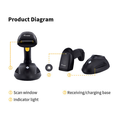 Equip 1D-Barcodescanner Laser Wireless/433MHz+Halter schwarz
