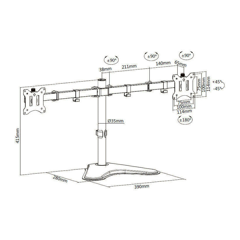 Equip Tischfuß 17"-32"/2TFT 360° Economy 8Kg schwarz lite Retail