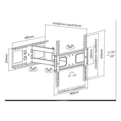 Equip Wandhalterung 32"-55"/1TFT gelenkig 4Gelenke 50Kg sw retail
