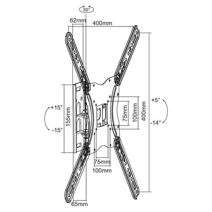 Equip Wandhalterung 23"-55"/1TFT gelenkig 1Gelenk 30Kg sw retail