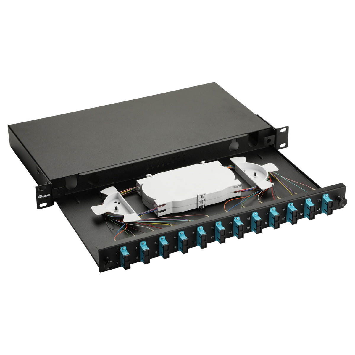 Equip LWL-Spleißkasten 12-Port SC-Duplex OM3 1U komplett sw