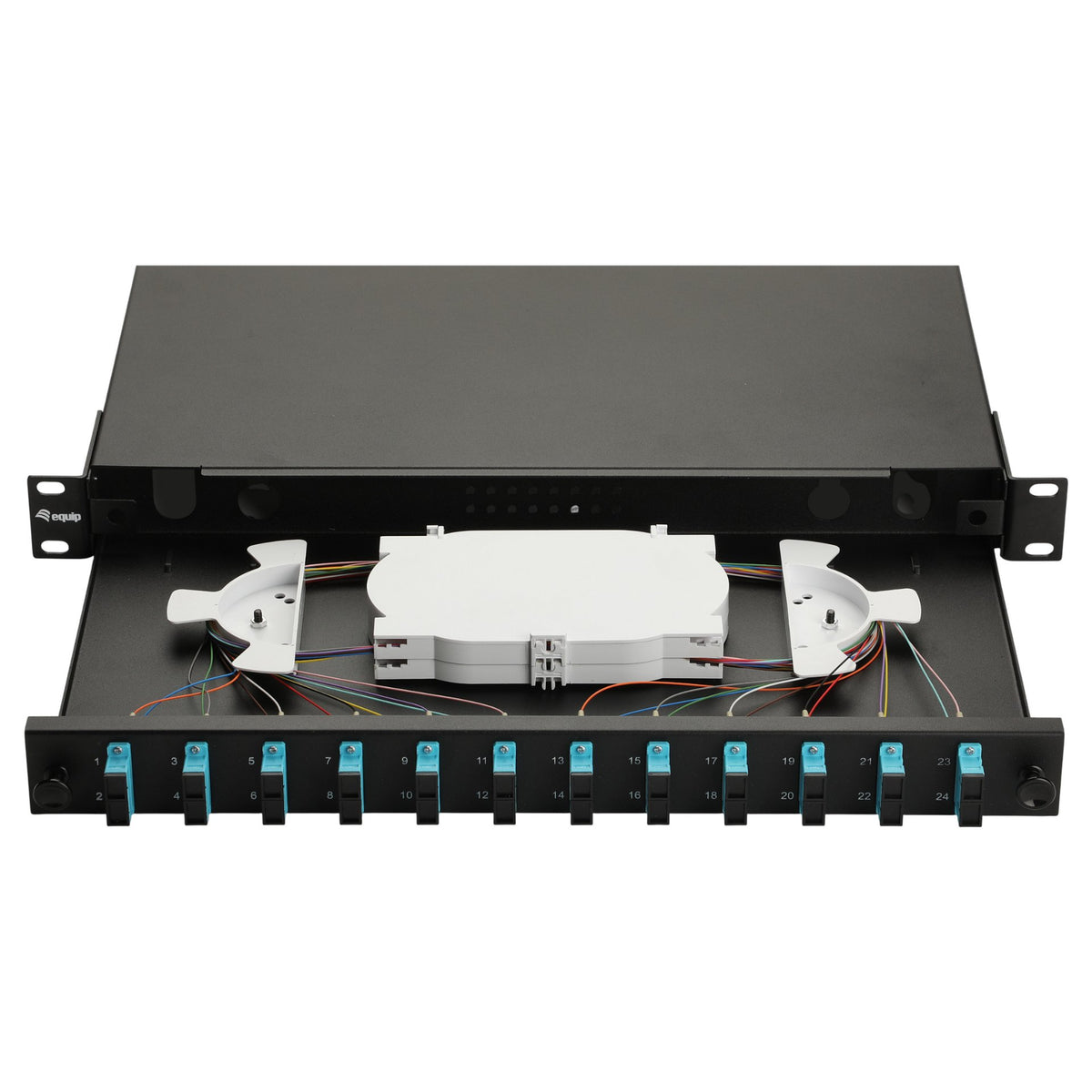 Equip LWL-Spleißkasten 12-Port SC-Duplex OM3 1U komplett sw