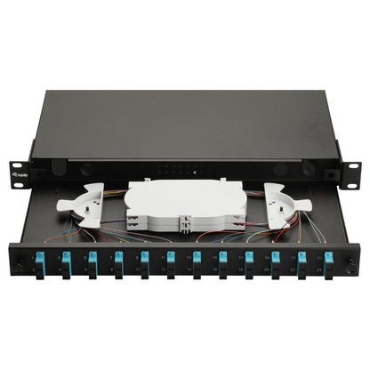 Equip LWL-Spleißkasten 12-Port SC-Duplex OM3 1U komplett sw