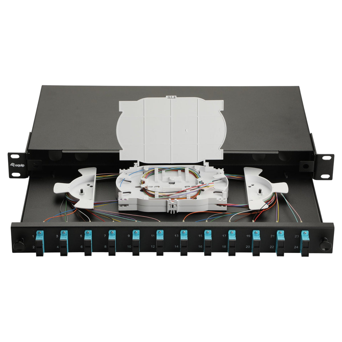 Equip LWL-Spleißkasten 12-Port SC-Duplex OM3 1U komplett sw