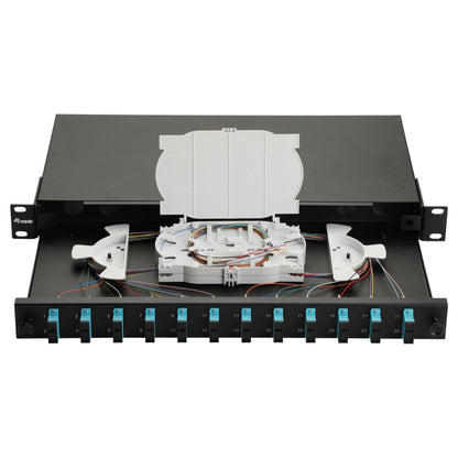 Equip LWL-Spleißkasten 12-Port SC-Duplex OM3 1U komplett sw