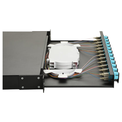 Equip LWL-Spleißkasten 12-Port SC-Duplex OM3 1U komplett sw
