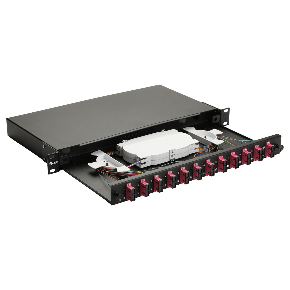 Equip LWL-Spleißkasten 12-Port SC-Duplex OM4 1U komplett sw