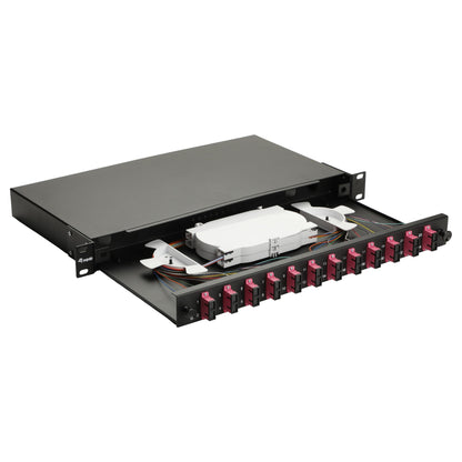 Equip LWL-Spleißkasten 12-Port SC-Duplex OM4 1U komplett sw